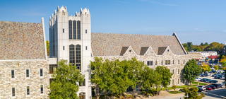 The exterior of the Haub School of Business building at Saint Joseph's University